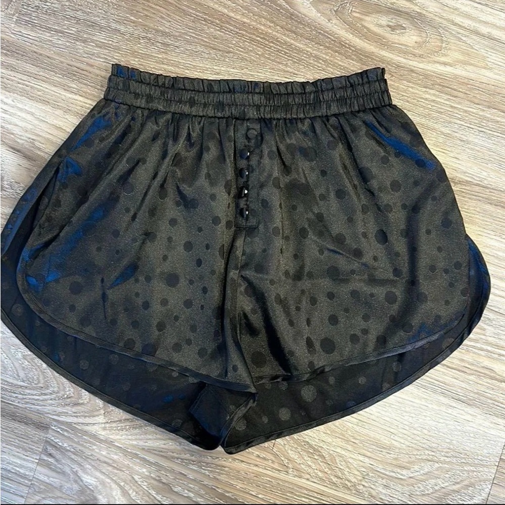 For Love And Lemons Black Silk Sleep Shorts with Dolphin Hem